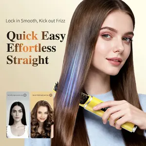 Portable Hair Straightener Brush. Rechargeable Cordless Comb