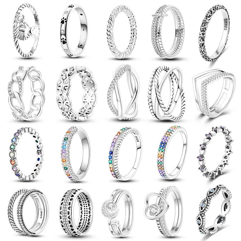 925 Sterling Silver Fashion Ring for Women, Classic Stackable Cubic Zirconia Wedding Jewelry, Sizes 6-9, Cubic Zirconia Rings, Classic Silver Rings
