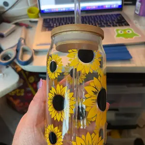 Sunflower glass tumbler Bottle Drinkware