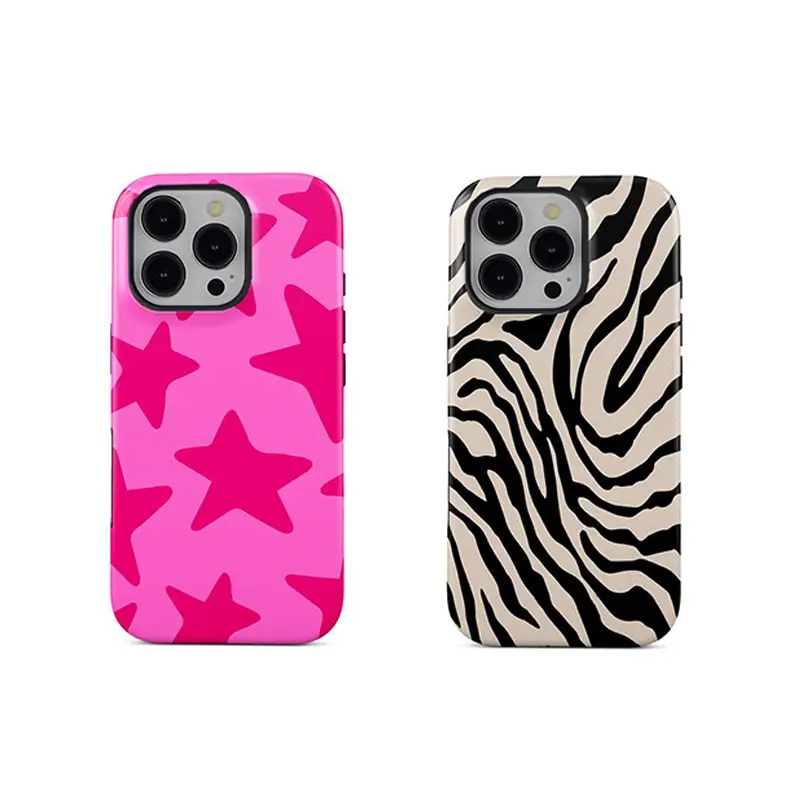 Pink Star and Zebra Print Phone Case,Bold & Bright for Y2K Aesthetic - Durable Design,Simple Holiday Gift,Absorbing and Stylish Protection, Compatible for iPhone 16 15 14 13 17, Accessories, Smartphone