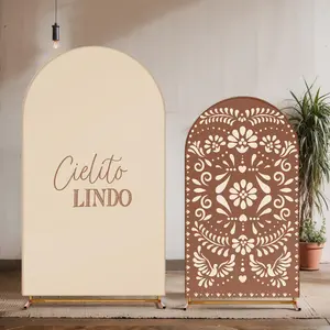 2 Pcs Cielito Lindo Arch Backdrop Cover Round Top Fiesta Backdrop Cover for Mexican Baby Shower Birthday Wedding Bridal Shower Party Decorations (Without Stand)