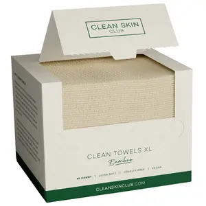 Clean Skin Club Bamboo Viscose Clean Towels XL 100% USDA Biobased Face Towel Disposable Towelette Makeup Remover Dry Wipes Ultra Soft 50 Ct 1 Pack Dermatologist Tested Vegan Cruelty Free - Gentle