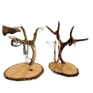 Rustic Antler Jewelry Holder - Natural Wood Base for Necklaces Bracelets & Rings - Stylish Organizer for Favorite Pieces