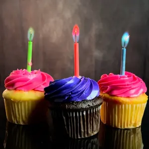 Amazing Color Flame Multicolor Happy Birthday Candles and Holders (12 Count),Unscented, weddings, retirement party, celebrations, fun, not plain candles, baby showers, baby reveals
