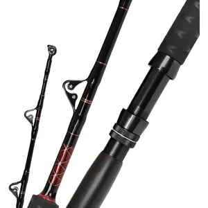 Saltwater Fishing Trolling Rod 1- Heavy Duty Roller Rod Big  Conventional Boat Fishing Pole with Roller Guides (50-80lb/80-120lb/120-200lb)