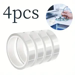 4 Rolls Clear Heat Resistant Tape,20mm x 33 meter (108ft),Transparent High Temperature Adhesive for Heat Press & Sublimation,No Residue,Fabric Projects,and Electronics,Electronics Assembly,Clear Heat Tape