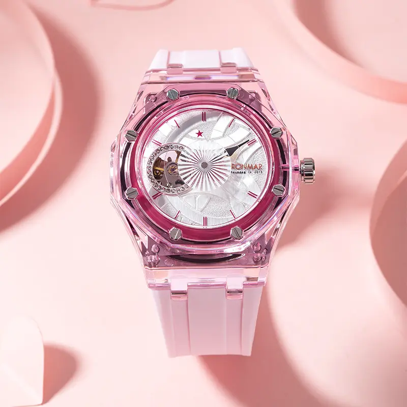 Women's Elegant Analog Dial Fashionable Stylish Watch - Oblong, Pink PU Leather Strap, 30M - 50M Waterproof, Luminous, Calendar, Everyday Wear Jewelry for Women, Girlfriend Gift