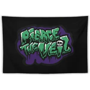 Pierce The Veil Skull Graffiti Tapestry 3x5 FT - Polyester Post-Hardcore Wall Hanging for Bedroom & Studio Decor, Rock Fan Art Banner