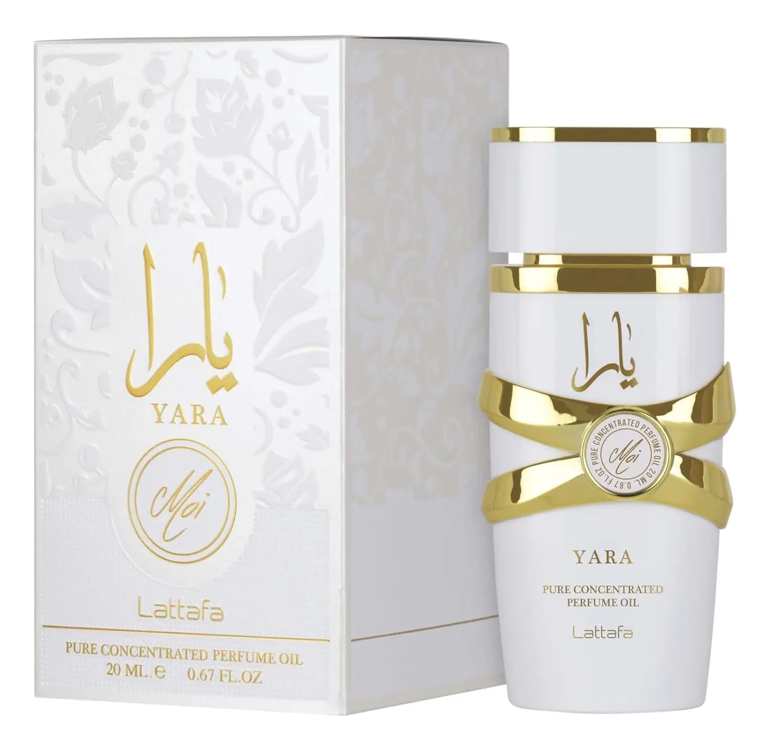 Lattafa Yara Moi Pure Concentrated Perfume Oil For Women 20ml Elegant White & Gold Packaging