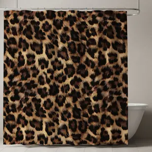 Elegant Leopard Print Shower Curtain, Realistic Naturalistic Design, Modern Bathroom Décor, Perfect for Renovation and Seasonal Refresh, Bathroom Decoration Accessories