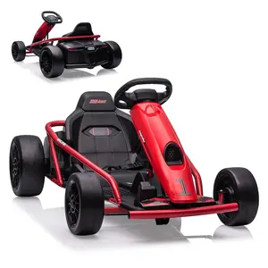 24V Kids Electric Drift Kart With Dual 300W Motors 8 MPH High Speed Outdoor Ride On Racing Car With Music And Slow Start For Boys Girls Ages 8-12 Red