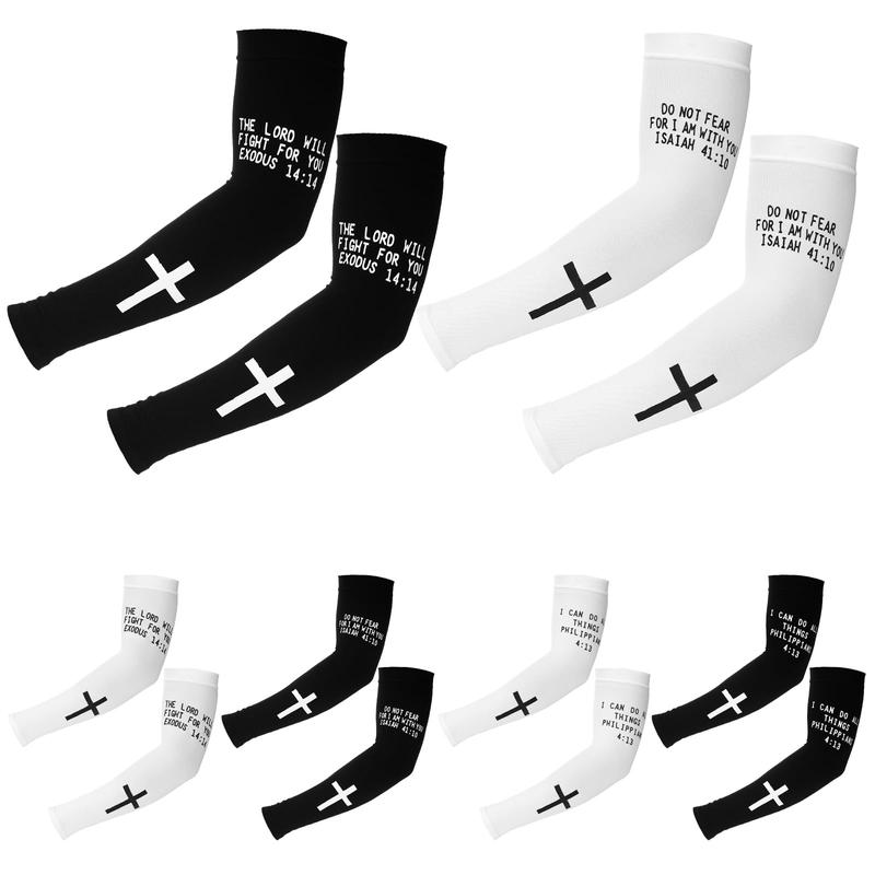 6 Pairs Easter Faith Cross Arm Sleeve Christian Cooling Arm Sleeves  Bible Verses Arm Sleeves for Men Women Football Basketball Baseball Running Cycling Summer Outdoor Activities Protection Arms Easte Basket Stuffer