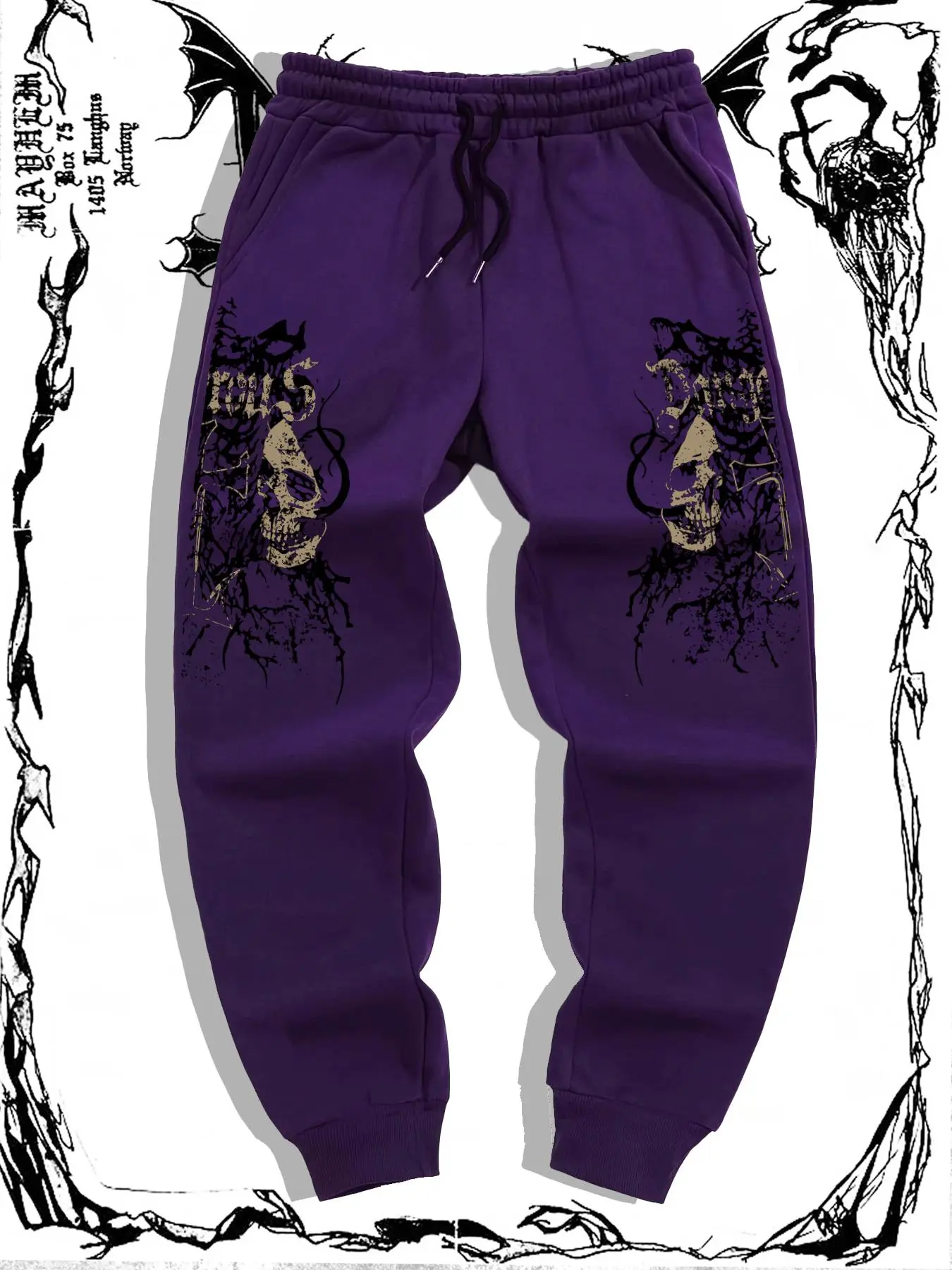Men's Regular Fit Skull Print Drawstring Waist Sweatpants, Casual Pocket Elastic Waist Jogger Pants for Daily Wear, Men's Trousers for Spring & Fall