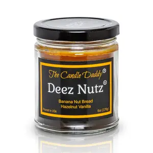 Deez Nutz Double Pour Jar Candle - 6 Ounce - 40 Hour Burn- Banana Nut Bread & Hazelnut Vanilla DOUBLE POUR JAR CANDLE