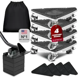 Furniture Dolly Set with Lifter – 360° Rotating Rollers, Protection, Gloves & Bag – Easy Moving Tool for Home or Office (2650)