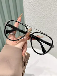 Fashionable Metal Frame Eyeglasses, Basic Top Bar Design Eyeglasses for Women & Men, Fashion Eyeglasses for Work, Daily Clothing Decor, for Student Daily, Daily Wear, Fashionable Frames Glasses