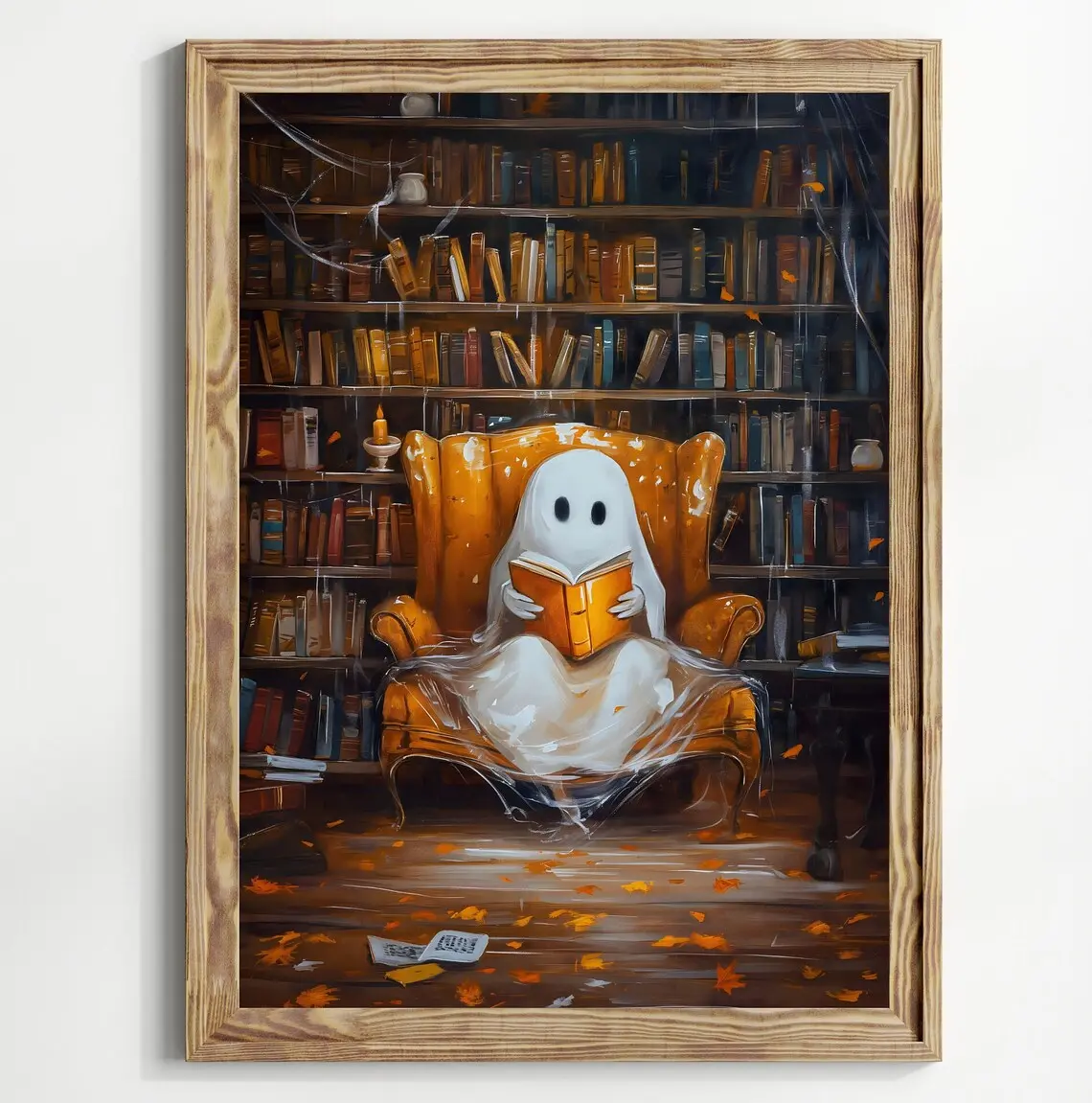 Cute Halloween Ghost Reading a Book Whimsical Halloween ghost wall art Spooky Cute Halloween ghost Print Bookish art Book lover