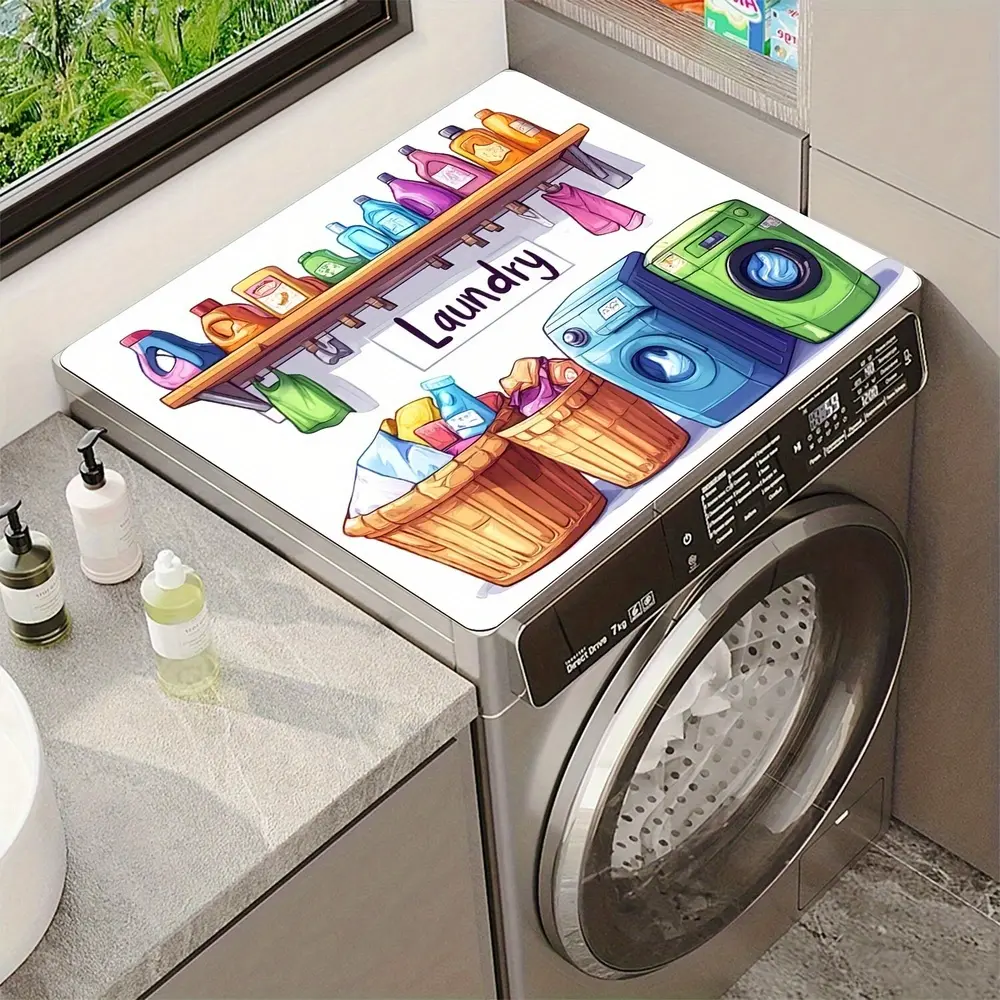 Washing Machine & Dryer Top Cover Mat with Anti-Slip Back, Waterproof, Dustproof Large Appliance Protector, Kitchen Counter Drying Mat for Laundry Room Organization, Housewarming Gift for Family
