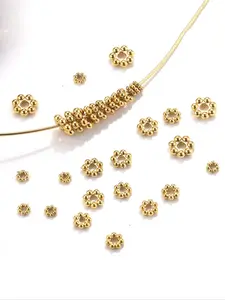 50 Pcs Stainless Steel Daisy Wheel Designs with Loose Bead Spacers, DIY Jewelry Accessories, Beading Making, Choking Hazard Warning, No Ca Prop 65