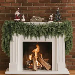 Cedar Wreath 72-inch 900g,126 leaves Realistic Artificial Green Wreath with Gnome Ornaments for Thanksgiving Centerpieces and Fall Decorations Cloth Garland Norfolk Pine Wreath with Stag Real Touch christmas decor 2025