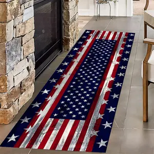 Vintage American Flag Star 250th Independence Day Long Runner Rugs, Non-Slip Decorative Mat for Hardwood Floors Laundry Room, Sink Floor Bedroom, Living-Dining Room, Entryway Hallway, Washable Kitchen Mat, Stylish Beautiful Home Decoration, American Flag