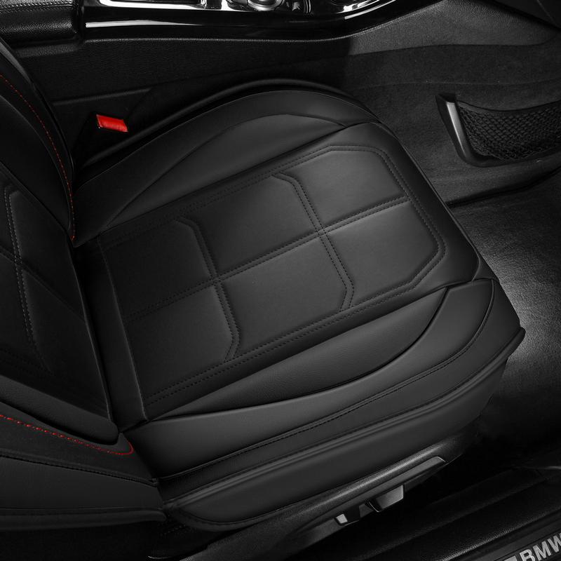 Nappa Leather Car Seat Covers 2 PCS - Waterproof Wear-Resistant PU Leather for Front Passenger & Driver - Full-Enclosed Soft Comfortable with Muscle Cushions