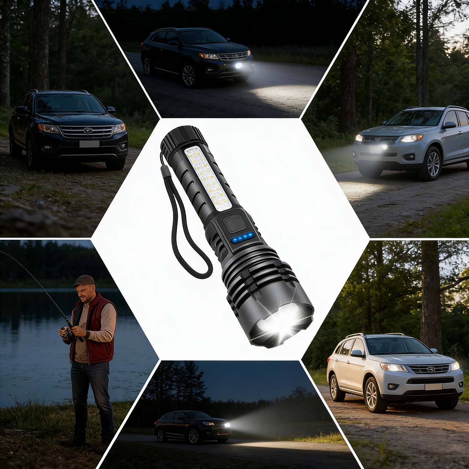 Rechargeable LED Flashlights High Lumens, 7 Modes Super Bright Tactical Flashlight, Adjustable Zoomable Powerful Torch, Emergency Gear for Home, Hunting, Camping, Hiking