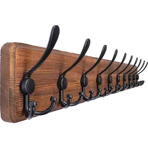 Rustic Large Wall Mount Coat Rack - 38.6'' Long Wood Coat Rack with Hooks, Farmhouse Wall Mount Hanger for Hanging Jacket Coat