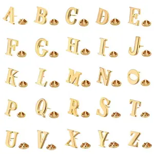 26 Styles of Gold Letter Brooches High-Quality Brass Simple Badges for Men's and Women's Suits and Shirts