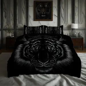 Tiger Pattern Bedding Set, Tiger Head Design, 3 Counts/set Including 1 Count Quilt Cover & 2 Counts Pillowcase, Soft Comfortable Bedding Set for Bedroom