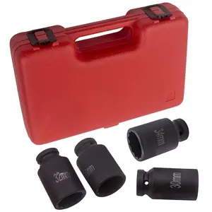 4pc 1/2 inch Drive Spindle Axle Nut Socket Set 12 Point 30mm 32mm 34mm 36mm 4pc 1/2 inch Drive Spindle Axle Nut Socket Set 12 Point 30mm 32mm 34mm 36mm