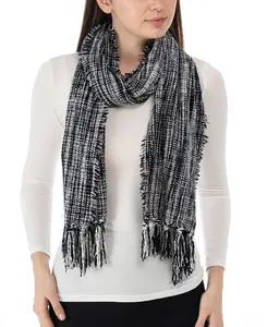 Charter Club Women's Black Space-Dyed Chenille Wrap Scarf