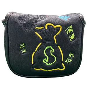 Embroidered Dollar & Money Motif Design Golf Club Headcover Funny Mallet Putter Head Cover Golf Gifts Golf Accessories for Men and Women Golfers Great Christmas Gift For Golf Lovers