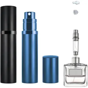 2 count Perfume Travel Refillable Bottle, Bottom-Filling Fragrances Perfume Atomizer, Empty Mini Cologne Dispenser, Portable Sprayer Pocket Size for  the Go 5ml (Black & Dark Blue)