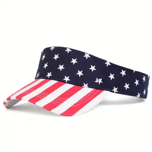 Unisex US Flag Print Empty Caps Outdoor Sport Adjustable Sunscreen Leisure Hat Spring Autumn Travel Tourism Beach Vacation