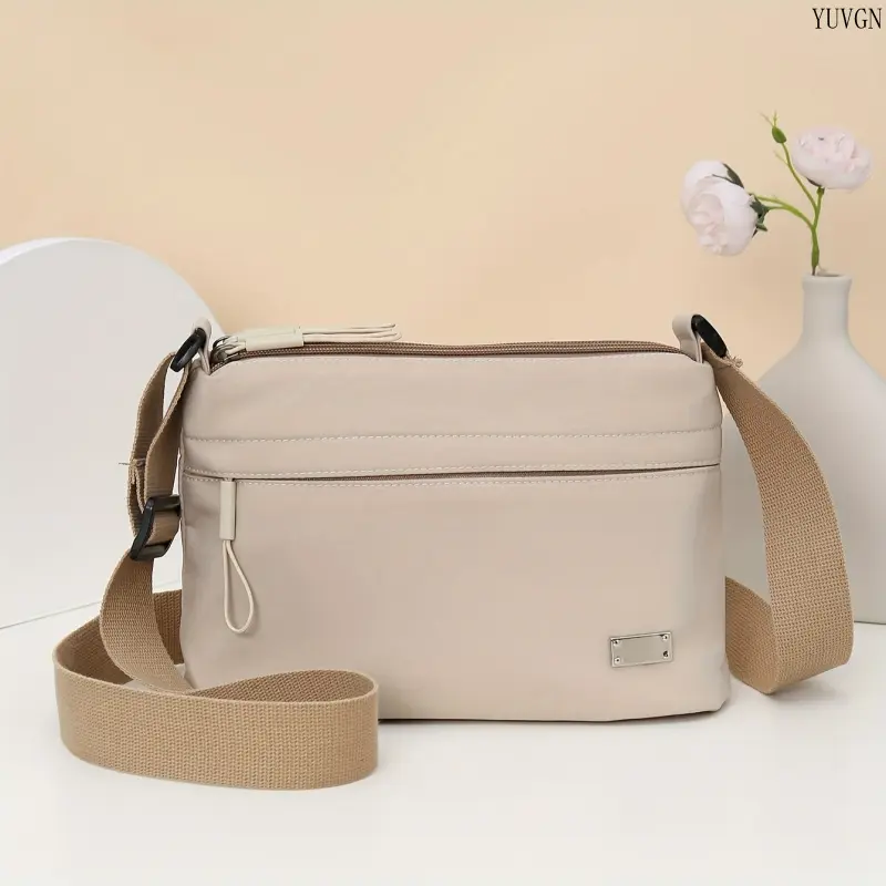 summerwins Minimalist Plain Solid Color Nylon Crossbody Bag - Multi-Functional Lightweight Durable Casual Shoulder Sling Bag for Students, 2026 New Fashion Portable Daily Gym Sports Duffel for School, Travel