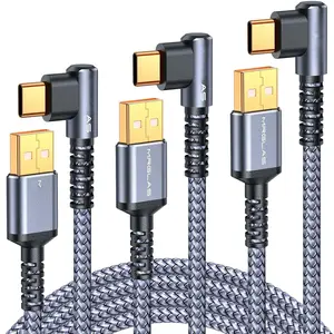 USB C Charger  3.2A, [3-Pack,10+6.6+3.3FT] Type C Charger  Charge  Right Angle [90?& -Plated] Durable Braided USB A to USB C Cord for  16 15  S10 S9 Note 8 S21