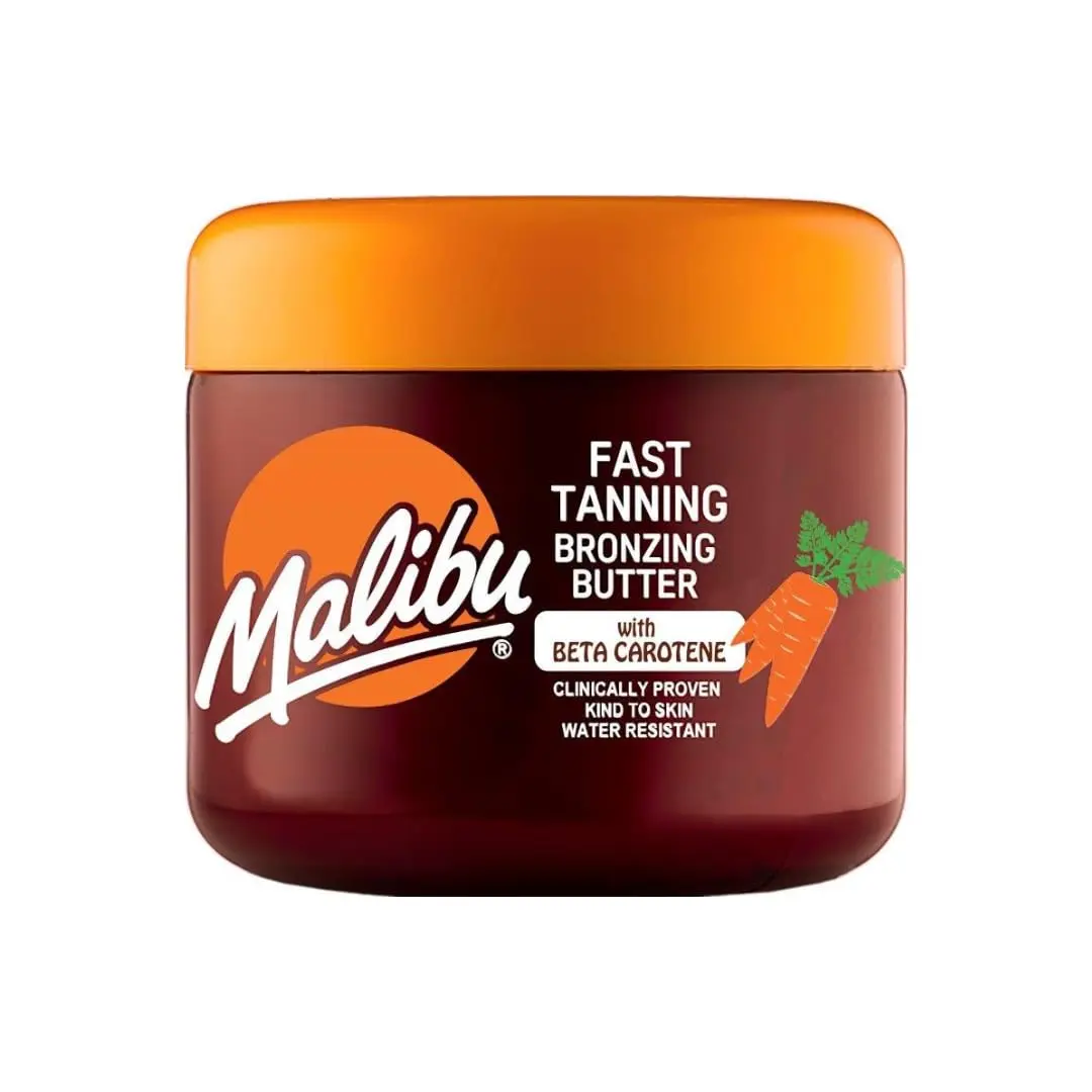 Malibu Bronzing Butter with Carrot & Vitamin E, Fast Tanning Accelerator Lotion, Water-Resistant for Outdoor & Sunbed Use, Coconut Scented, 10.1 fl oz, Antioxidants