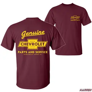 Genuine Chevy Parts T-Shirt, Retro Chevrolet Automotive Logo Graphic Tee, Classic Car Shop Shirt for Truck Fans & Gearheads