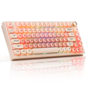 Womier WK75 Wireless Mechanical Keyboard with Knob, 75% Foundation Pink Creamy Keyboard