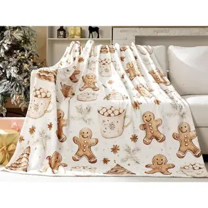 Christmas Gingerbread Blanket Premium Flannel throw Fabric Ultra Soft Warmth All Season Use Perfect For Home Office Travel Machine Washable Durable Cozy Comfort Ideal Adult Size For Daily Relaxation warm nap sofa decor blanket