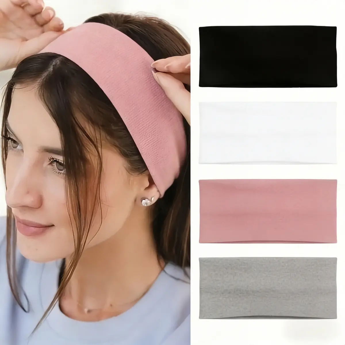 oga Elastic Sports Headband, Solid Color Non-Slip Sweat-Absorbent Hairband for Fitness, Hair Tie Headscarf