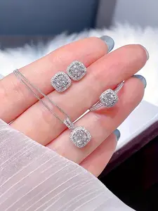 Stylish and Dazzling Jewelry Set, Includes Earrings, Necklace & Ring, Perfect Gift for Teens, Elegant Design, All Seasons Wear, Fashionable Jewelry Set