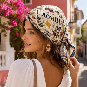 Colombia Satin Bandana Scarf, Colombia Soccer Fan Bandana, Colombia Head Scarf, Festival Hair Wrap, Patriotic Colombia Gift