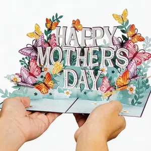 3D Mothers Day Card, Happy Mother's Day Pop Up Cards, Mother's Day Card with Butterfly and Hummingbird Patterns. Perfect for Mom, Wife, or Grandmother, Recycled and Eco-Friendly