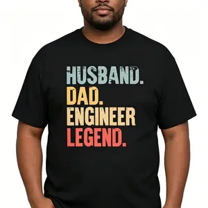 Funny Engineer Dad Gift For Husband Trending Vintage Colorful Short Sleeve Graphic Tee