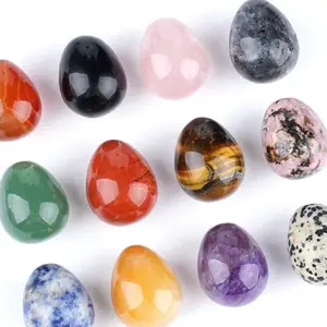 30 Piece Natural Crystal Easter Egg Shaped Stone Decorative Gift Set, Perfect for Home Decoration and Holiday Gifts