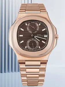NAVIFLZ NFVZ 2025 New Classic Rose Gold Brown Men's Watches Luxury Quartz Watch For Men Stainless Steel Sapphire  WristWatch
