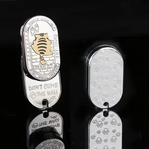 Creative Big Fat Cat EDC Fidget Slider Stainless Steel Mechanical Push Slider Fidget Toys ADHD Tool Adult Stress Relief Toy Gift