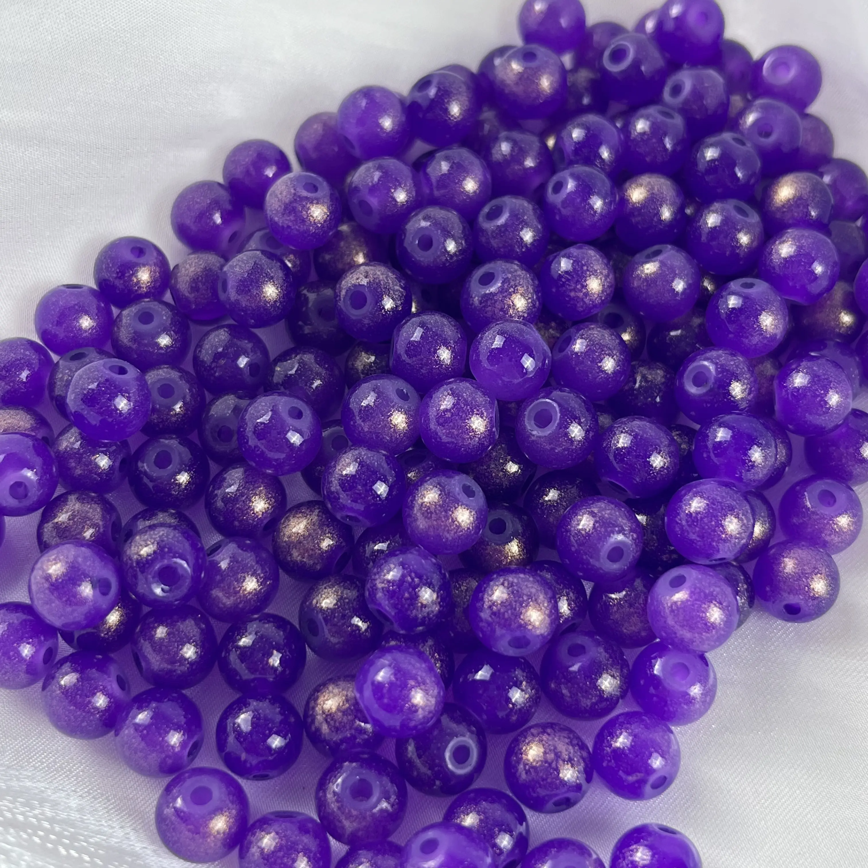 [G26]8mm purple sparkly glass bead 40ml